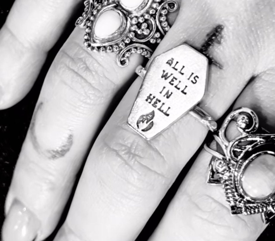 "All is Well in Hell" Coffin Ring - Sterling Silver