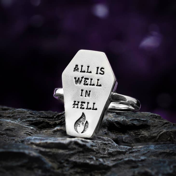 "All is Well in Hell" Coffin Ring - Sterling Silver