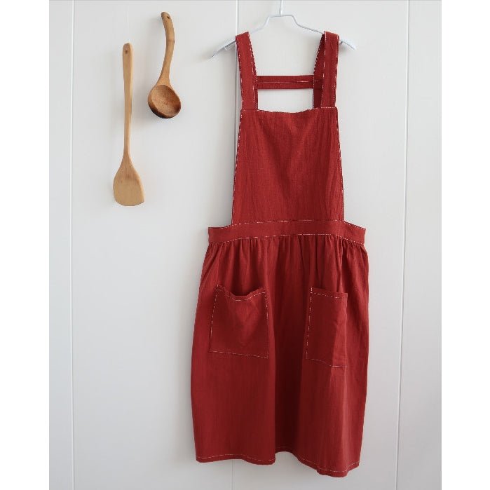 Autumnal Double Pockets Apron (Rust Red or Rust Orange)