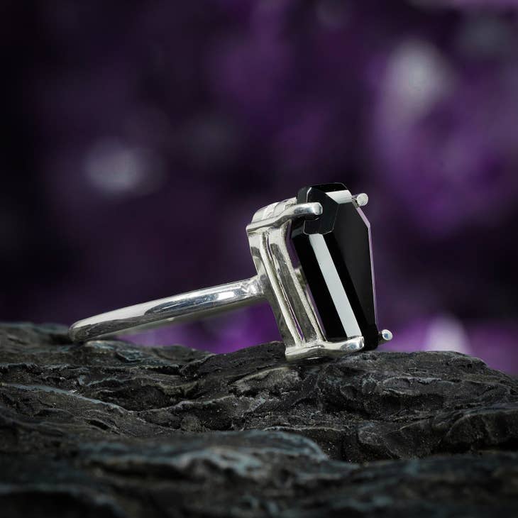 Black Onyx Coffin Ring - Nocturne LLC