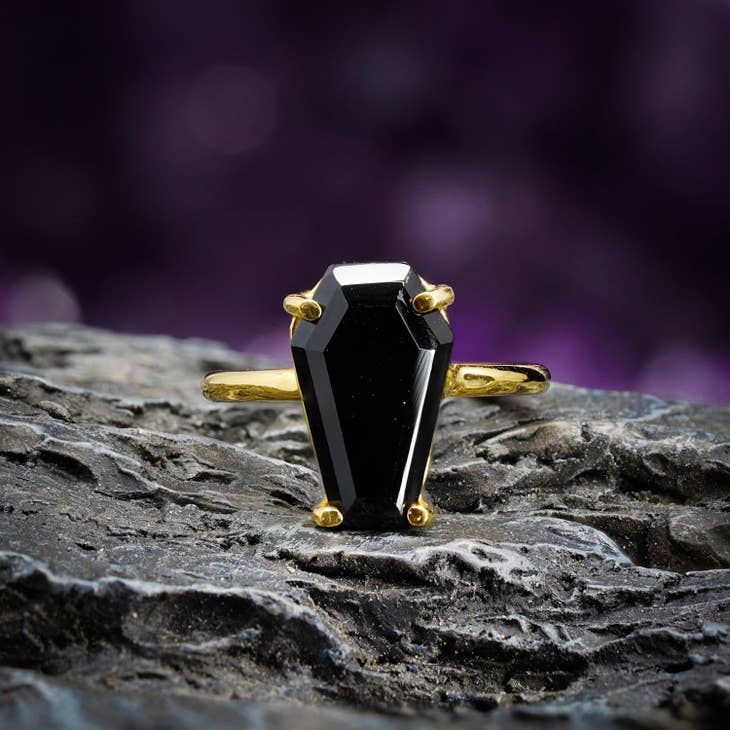Black Onyx Coffin Ring - Nocturne LLC