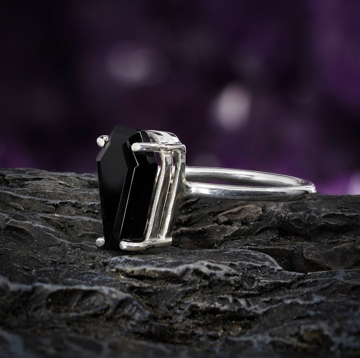 Black Onyx Coffin Ring - Nocturne LLC