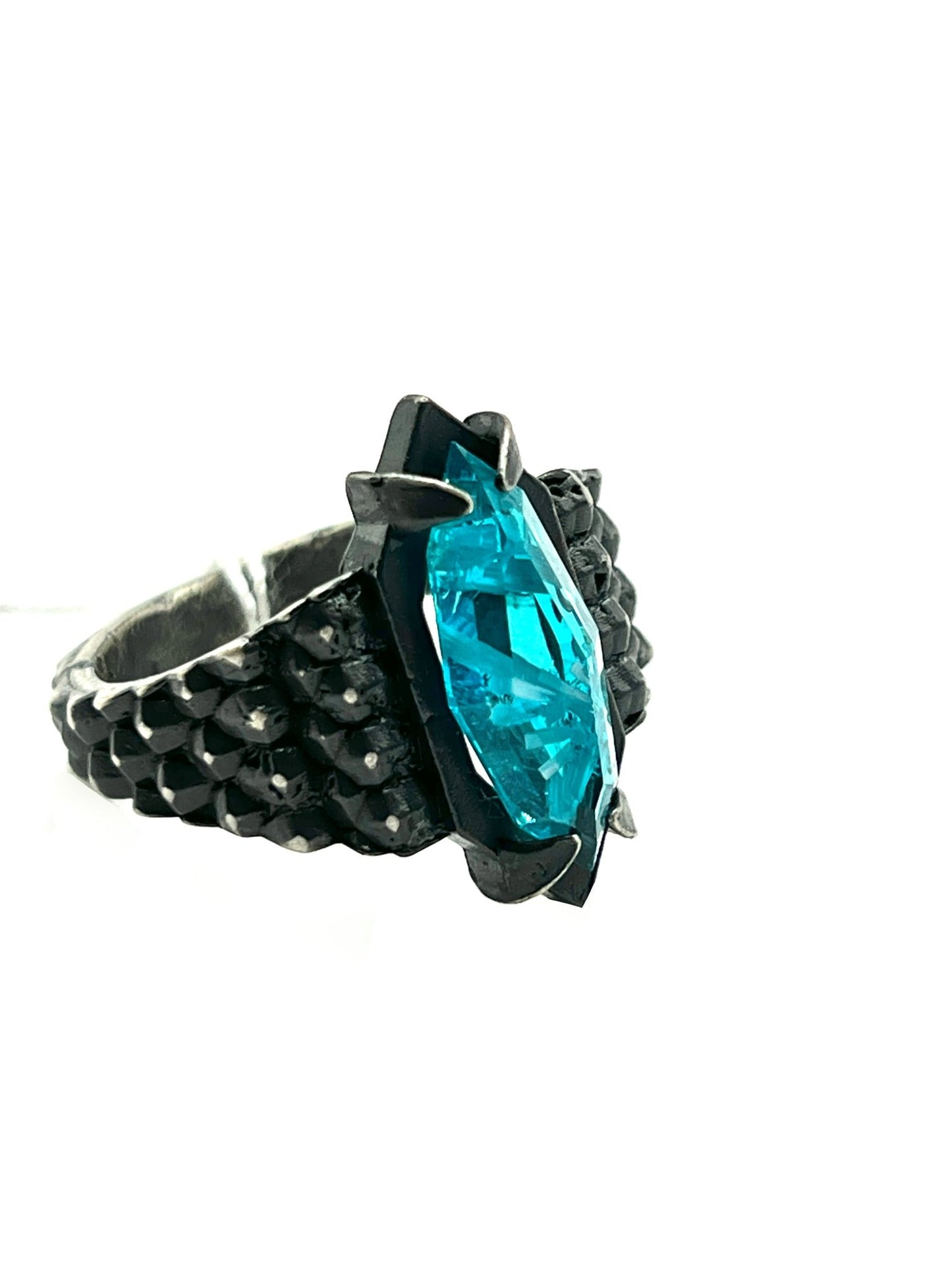 Blue stone (Bridewell) Sterling Silver Ring by Julian the 2nd (size 11) - Nocturne LLC