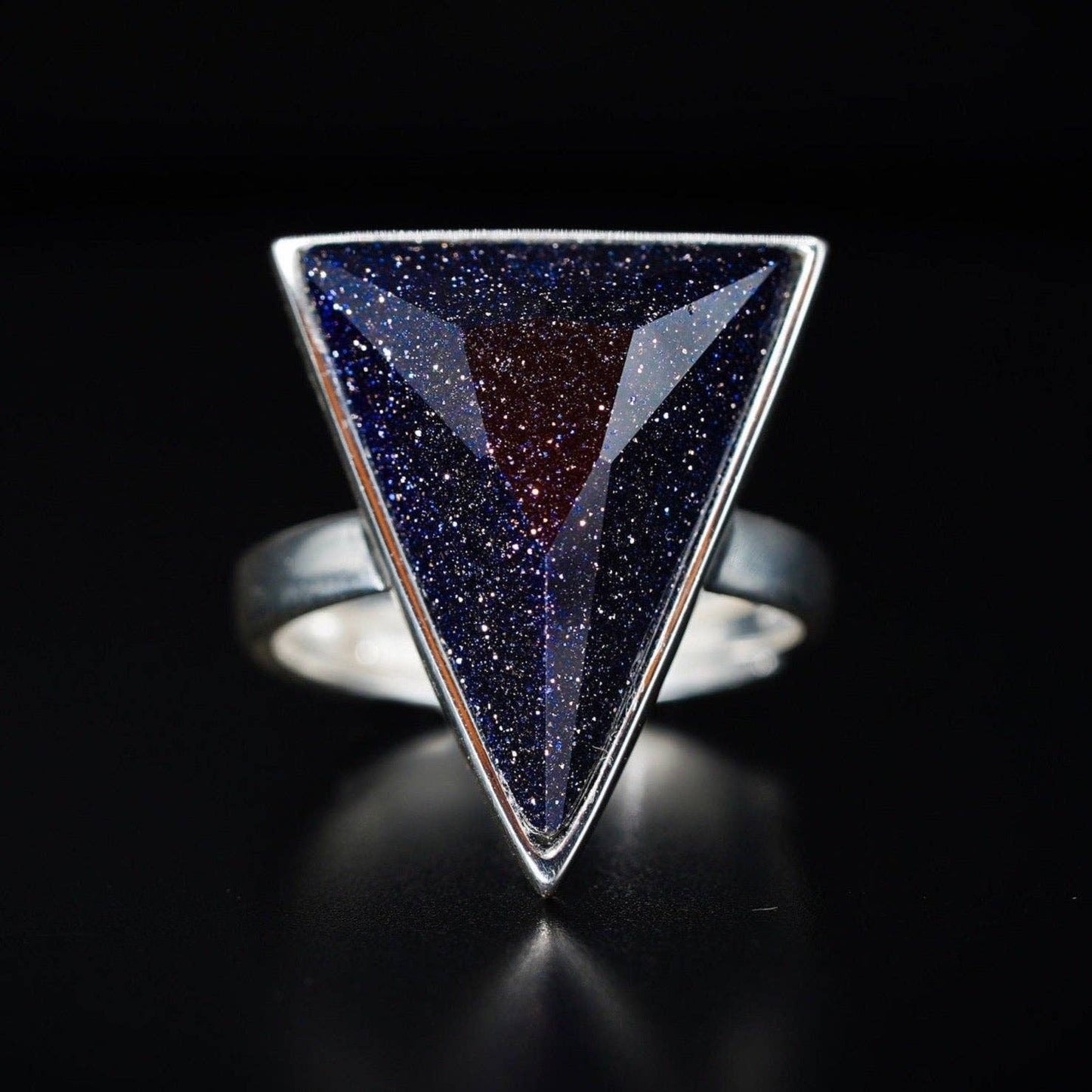 Geometric Blue Sandstone Ring - Sterling Silver - Nocturne LLC