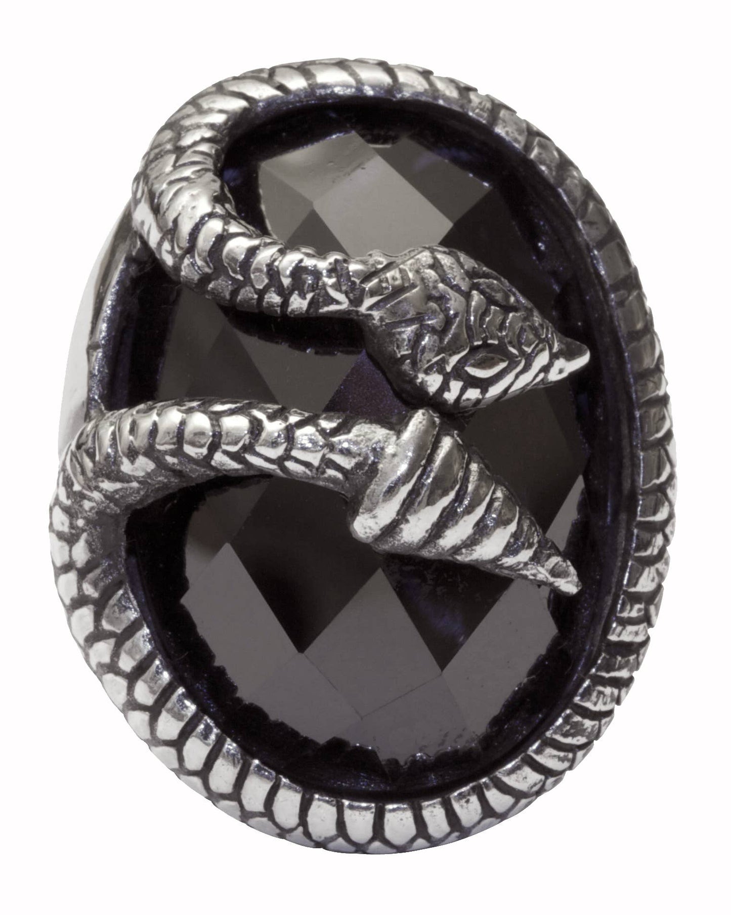 Giant Snake Ring - Sterling Silver &  Black CZ (size 9)