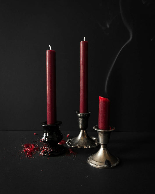 Deep Red Beeswax Taper Candle ~ Graveyard Wanders