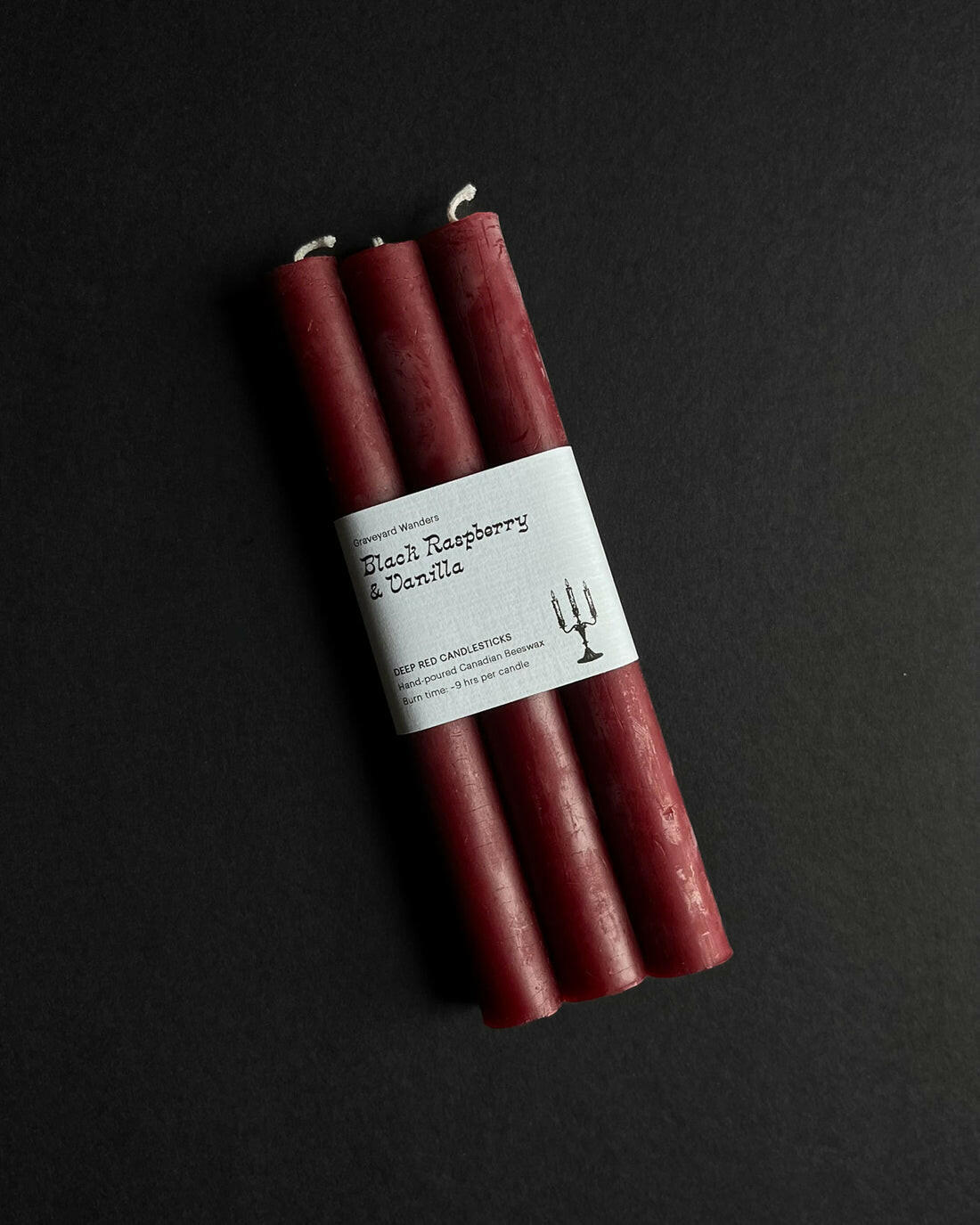 Graveyard Wanders - Deep Red Beeswax Taper Candle