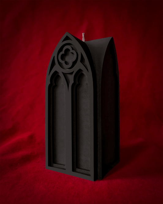 Graveyard Wanders - Gothic Arches Candle - Dark Grey