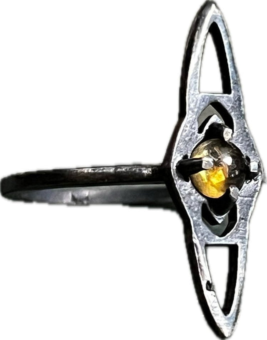 Julian the 2nd small citrine cross ring - Nocturne LLC