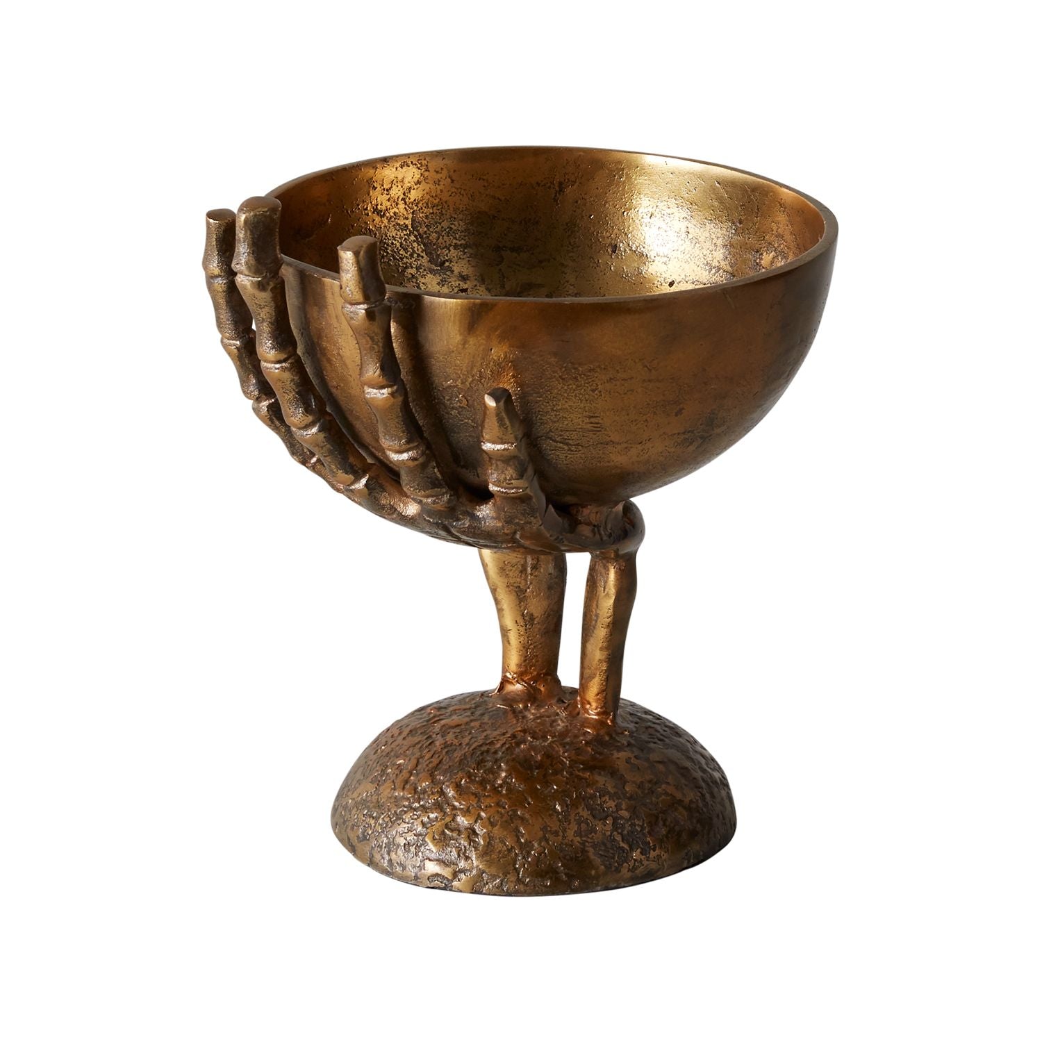 Maleficent - Large Brushed Gold Skeleton Hand Pedestal Bowl - Nocturne LLC