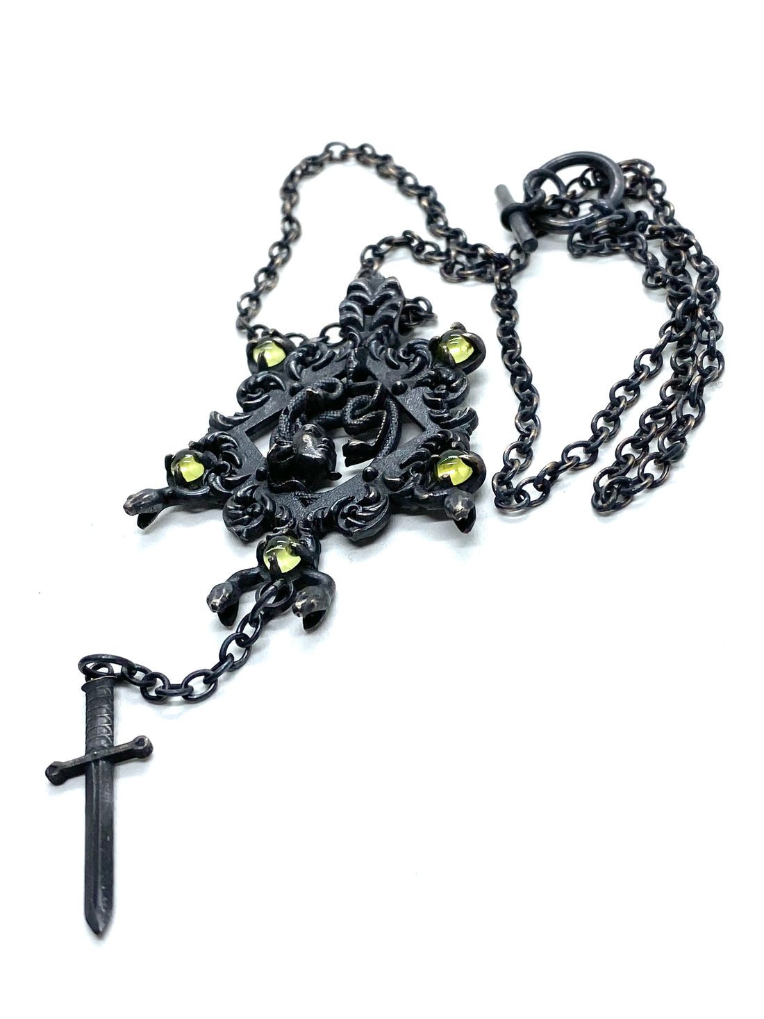 Medusa Shrine Necklace in Bronze and Peridot - Nocturne LLC