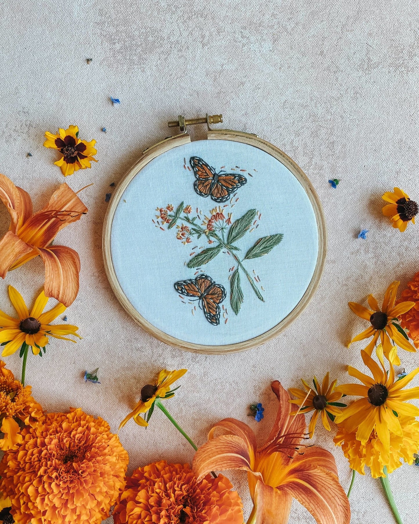 Monarchs & Milkweeds Embroidery Kit - Nocturne LLC