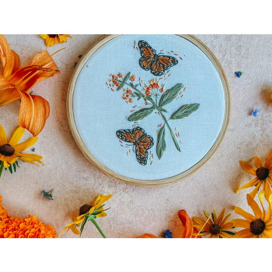 Monarchs & Milkweeds Embroidery Kit - Nocturne LLC