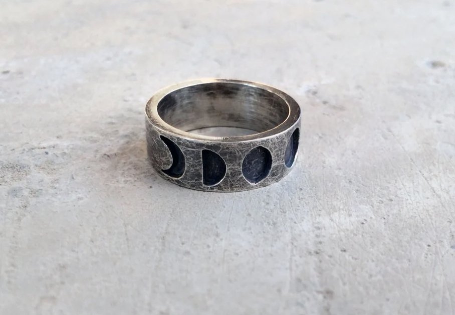 Moon Phase Ring - Sterling Silver - Handmade by Uneven Creations - Nocturne LLC