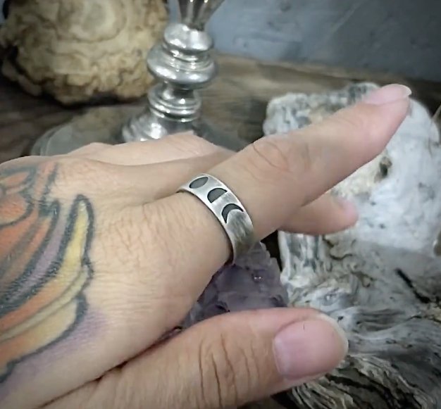 Moon Phase Ring - Sterling Silver - Handmade by Uneven Creations - Nocturne LLC