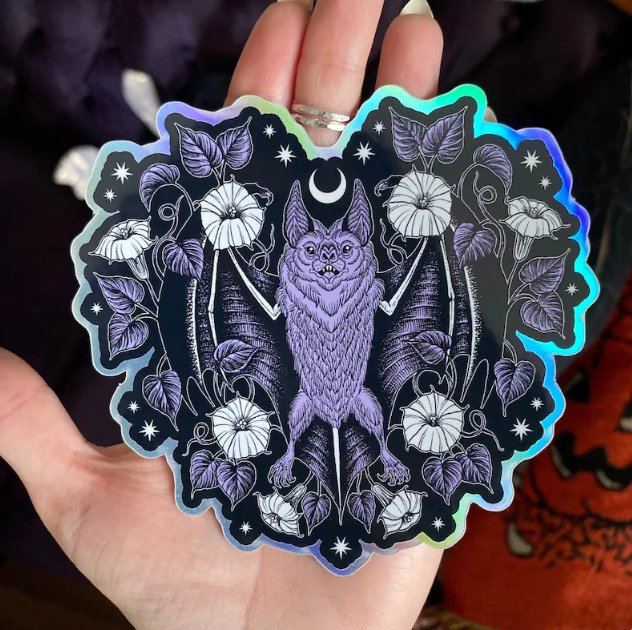 Moonflower Bat Sticker - Nocturne LLC