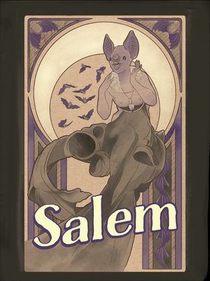 Postcards - 4 pack - Original artwork by Salem artist, Louie Lafleur - Nocturne LLC