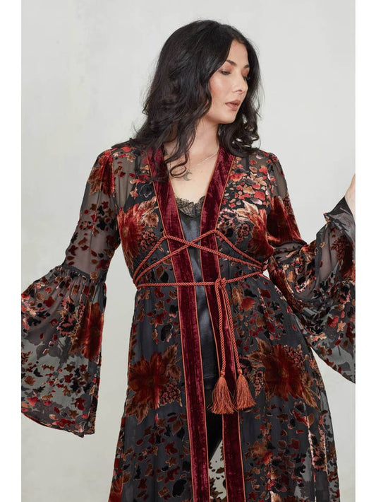 Rooms on Fire Devore Kimono by Little Lies - Nocturne LLC