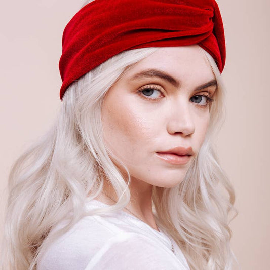Scarlet Siren Red Velvet Turban Headband - Nocturne LLC