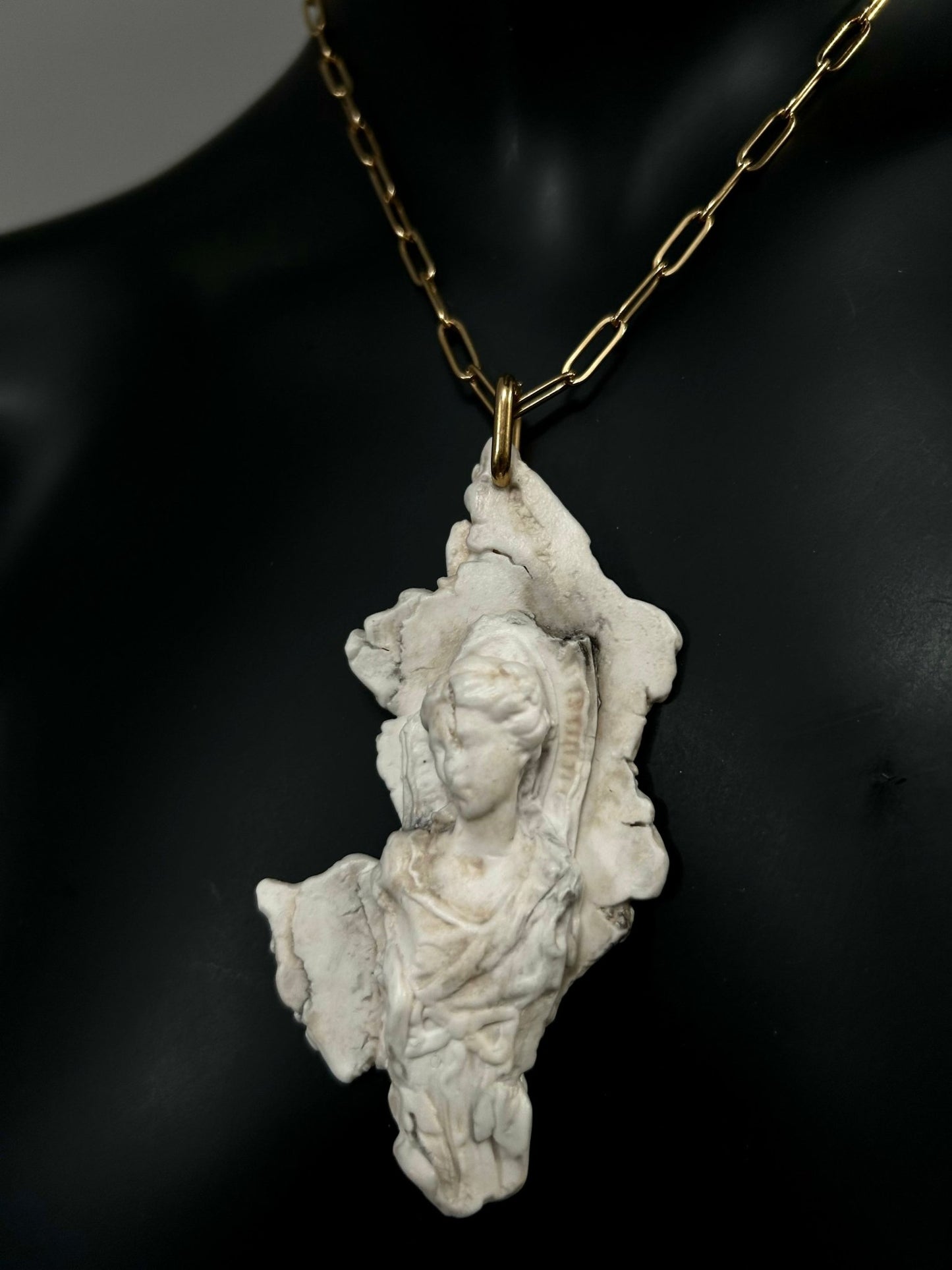Sculptural Caryatid Necklace - Clay & 18K - Nocturne LLC
