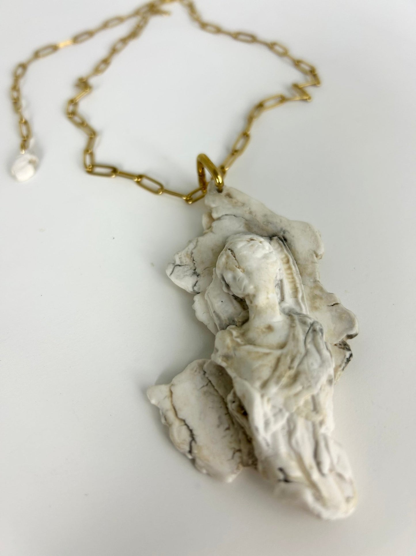 Sculptural Caryatid Necklace - Clay & 18K - Nocturne LLC