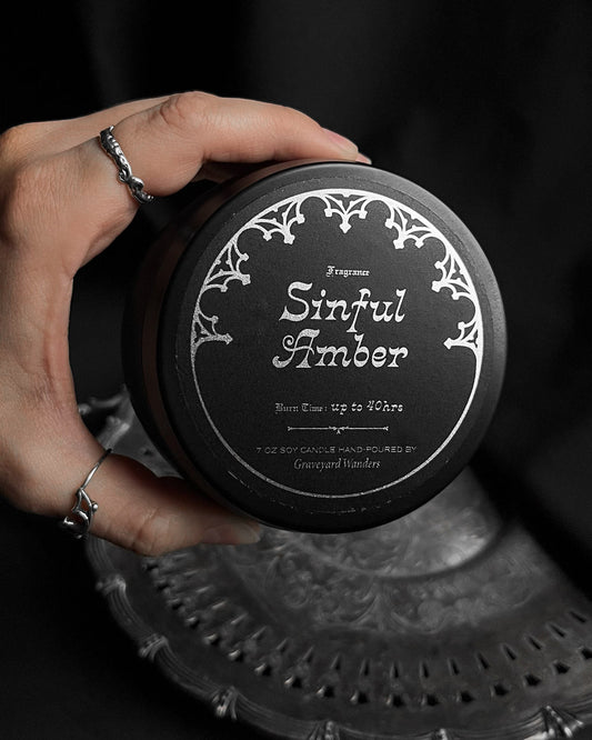 Sinful Amber ~ 40hr Candle (Amber & Soft Florals) by Graveyard Wanders - Nocturne LLC