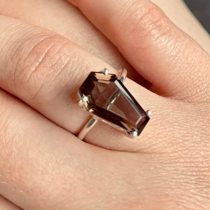 Smokey Quartz Coffin Ring - Nocturne LLC