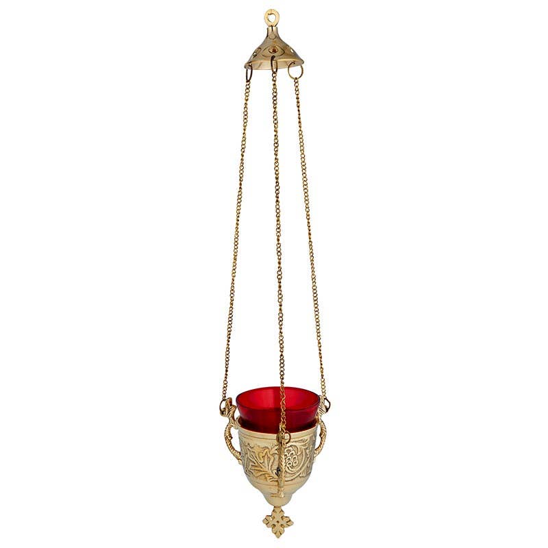 Solid Brass Hanging Sanctuary Lamp with Glass Insert - Nocturne LLC