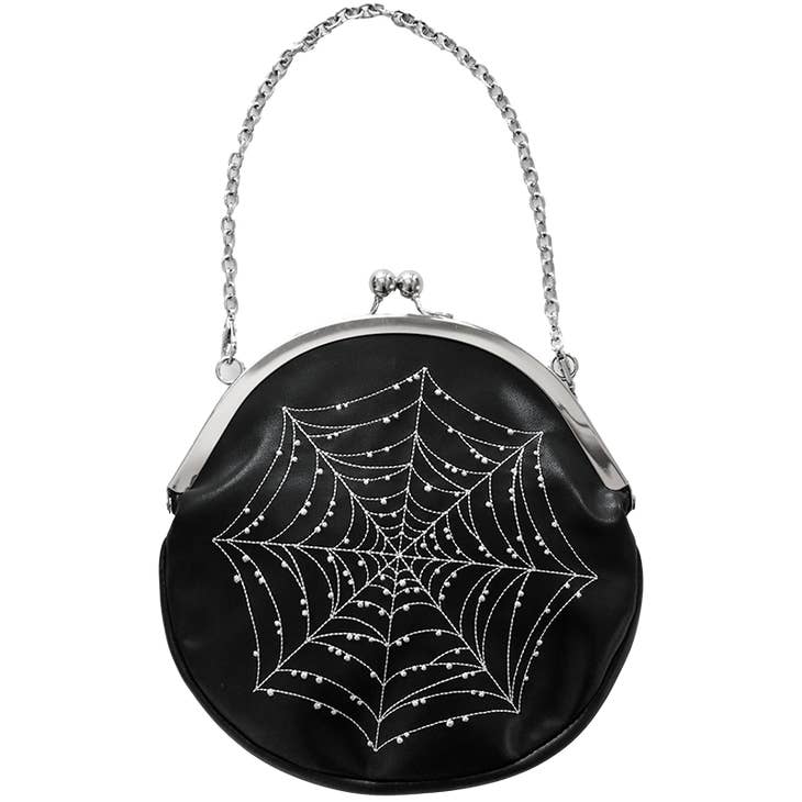 Spiderweb Convertible Clasp Handbag in Black - Nocturne LLC