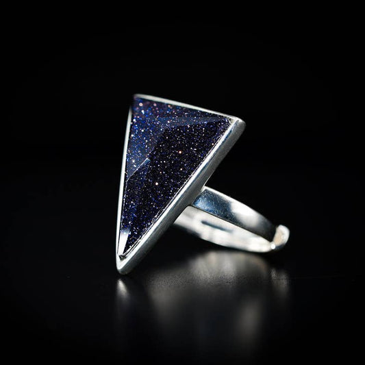 Triangle Blue Sandstone Ring - Sterling Silver - Nocturne LLC